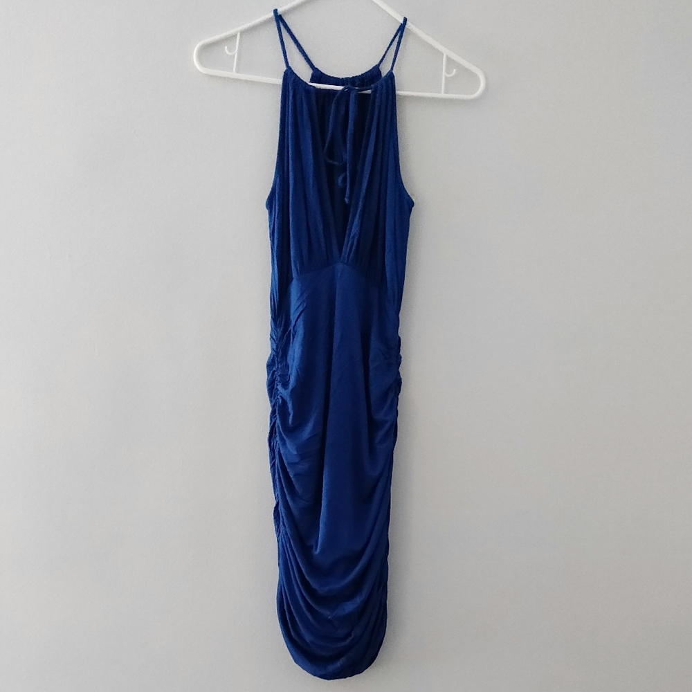 BLUE BODYCON RICH DRESS SIZE SMALL